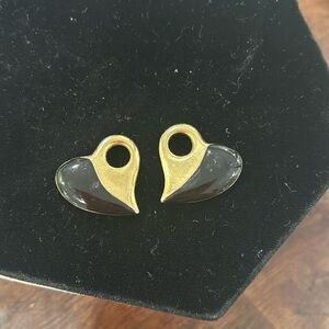 Gold & Black Floating Heart Charms for Hoop Earrings-Boutique
